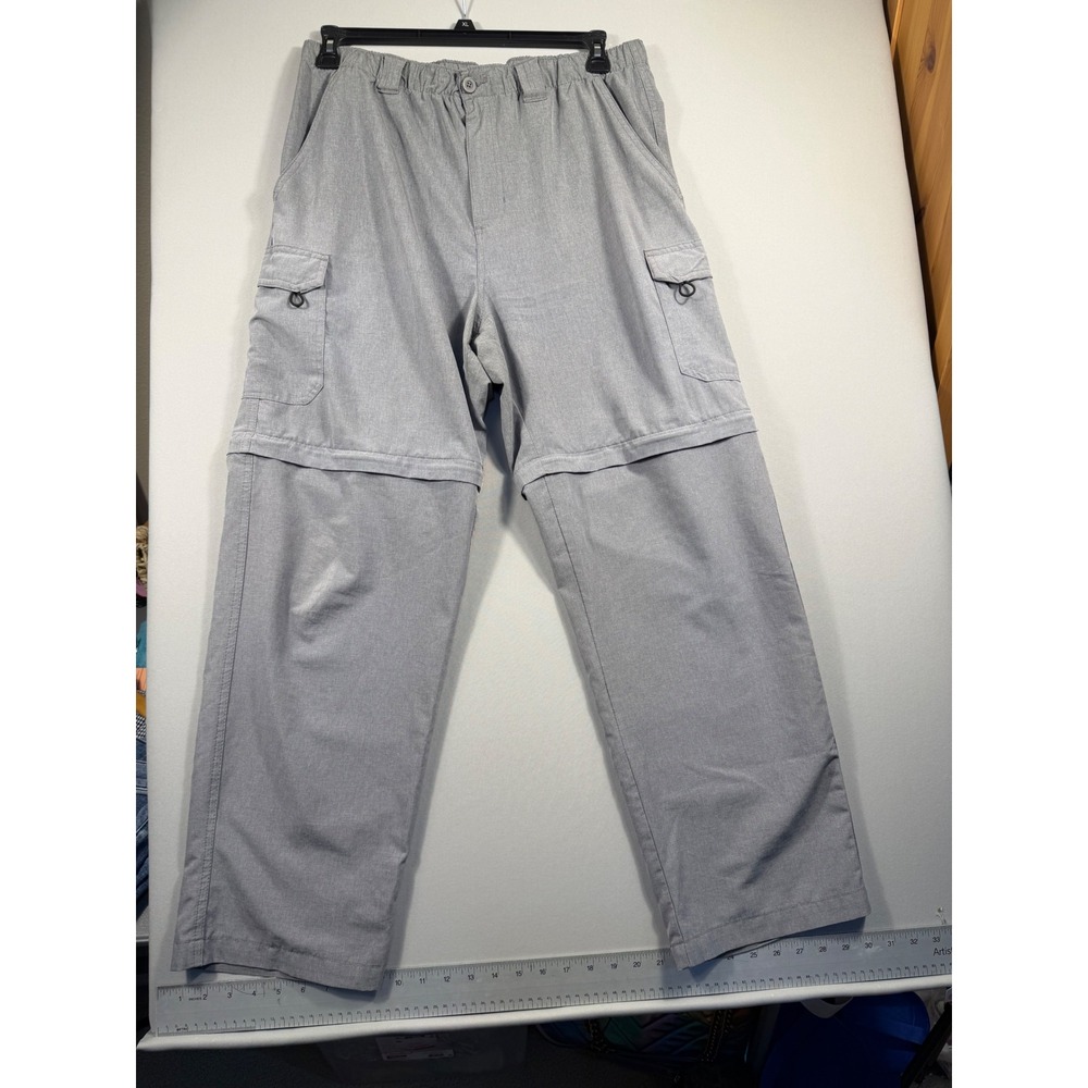 Reel Legends Mens Performance Convertible Zip Off Cargo Pants Gray Size 36/38
